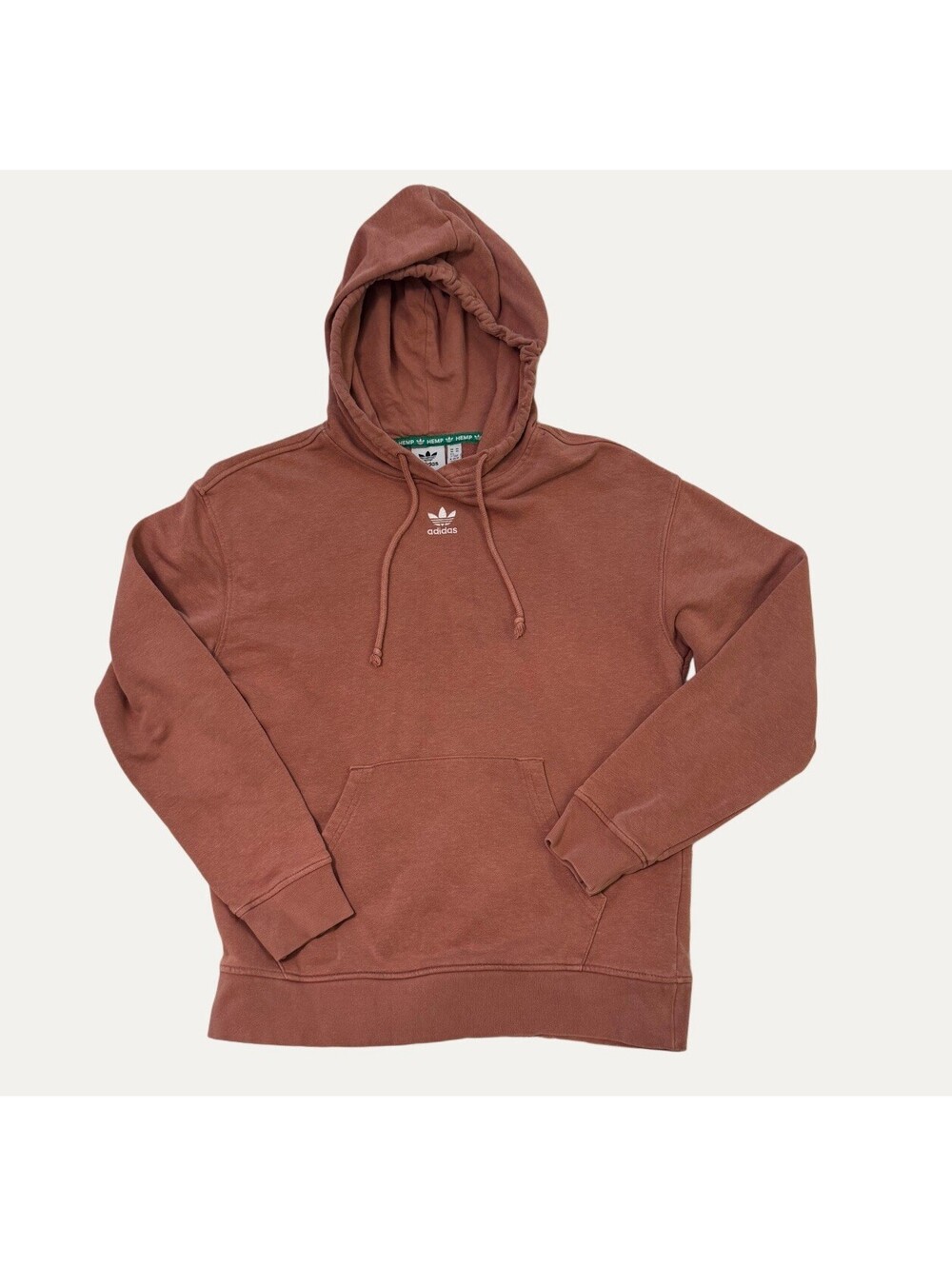 Adidas Originals Hemp Hoodie Women’s XS Rust Brown Trefoil Logo Sustainable